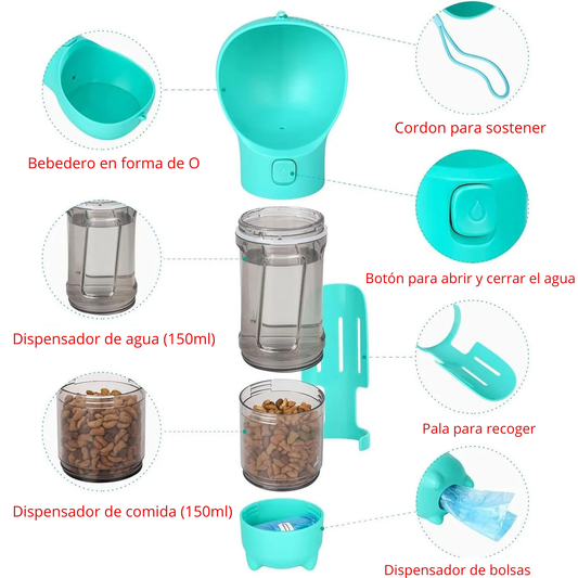 Botella mascotas 4 en 1